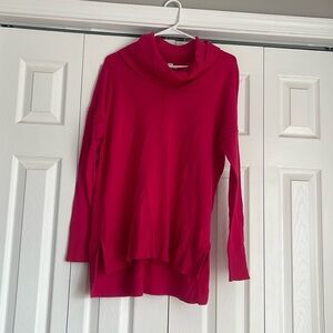 Pink Tunic Crowl Turtleneck Sweater Slit Side Oversized